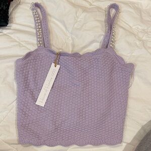 House of Harlow 1960 Lilac Knit Crop Top